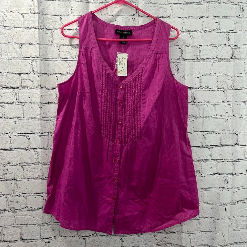 Lane Bryant Fuchsia Sleeveless Button-Front Blouse